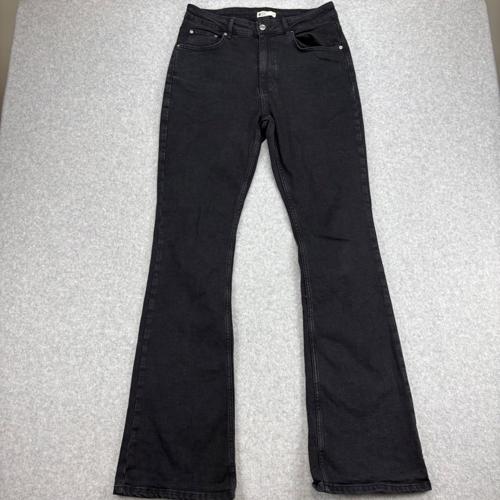 Gina Tricot Perfect Jeans Women 40 Black High Rise Flare Hippie Festival Retro